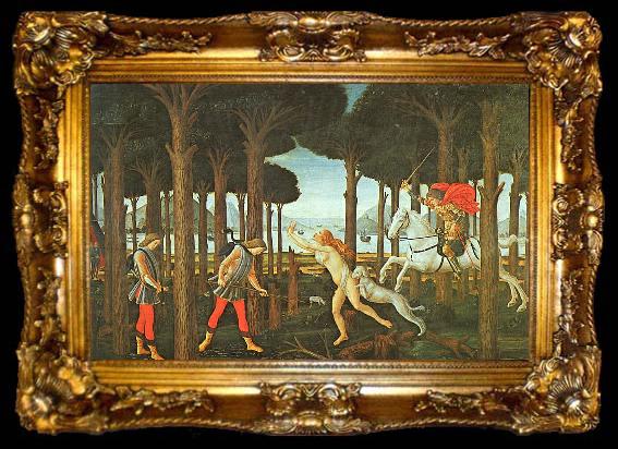 framed  Sandro Botticelli Panel II of The Story of Nastagio degli Onesti, ta009-2